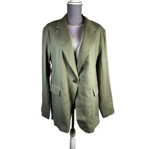 Express XXL Linen Blend Blazer Business Coat Classic Closet Staple Sage Green